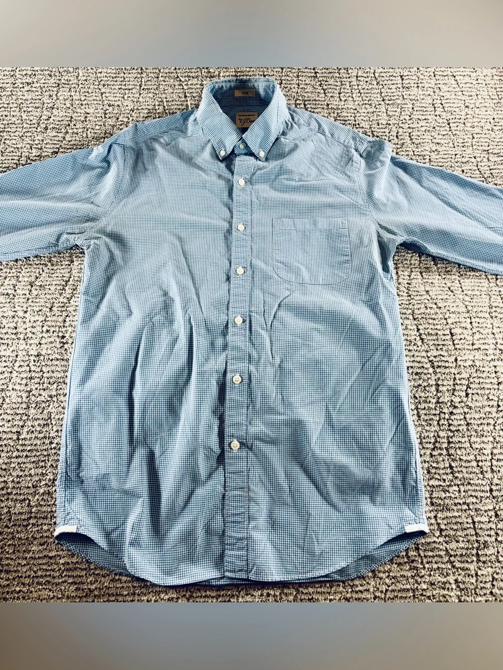 J. Crew Men’s Size Small Blue-White Checkered Slim Fit Button Down Shirt